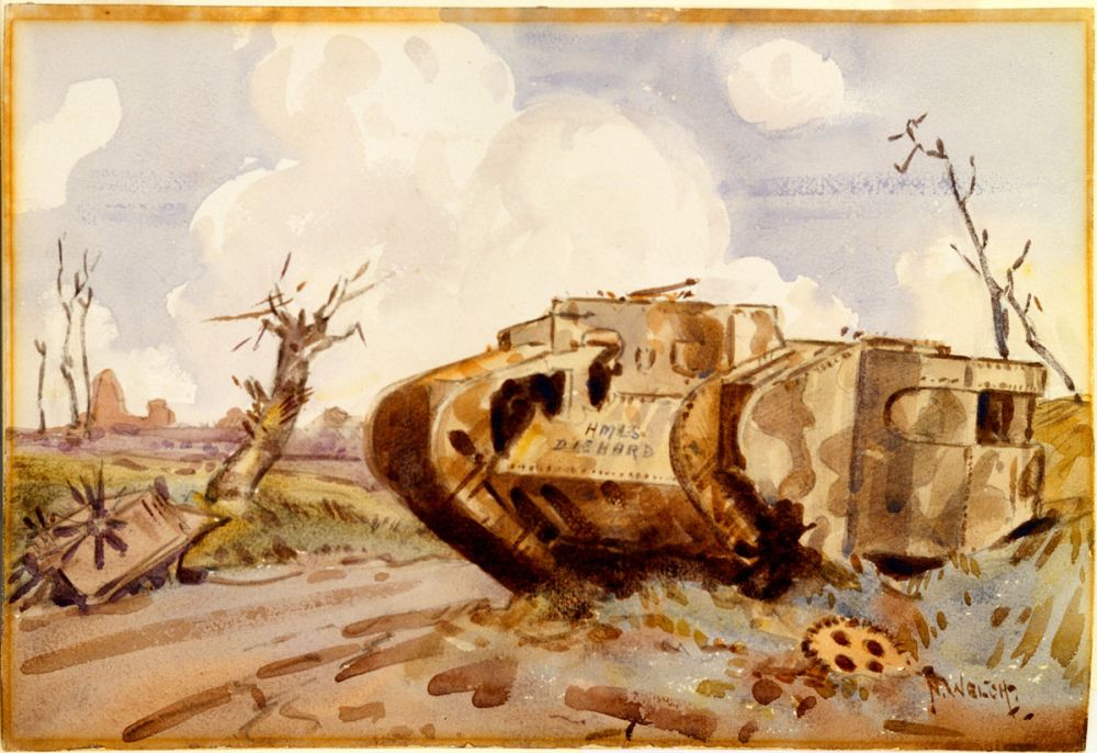 A painting by Nugent Welch. 'Tank' 1918.